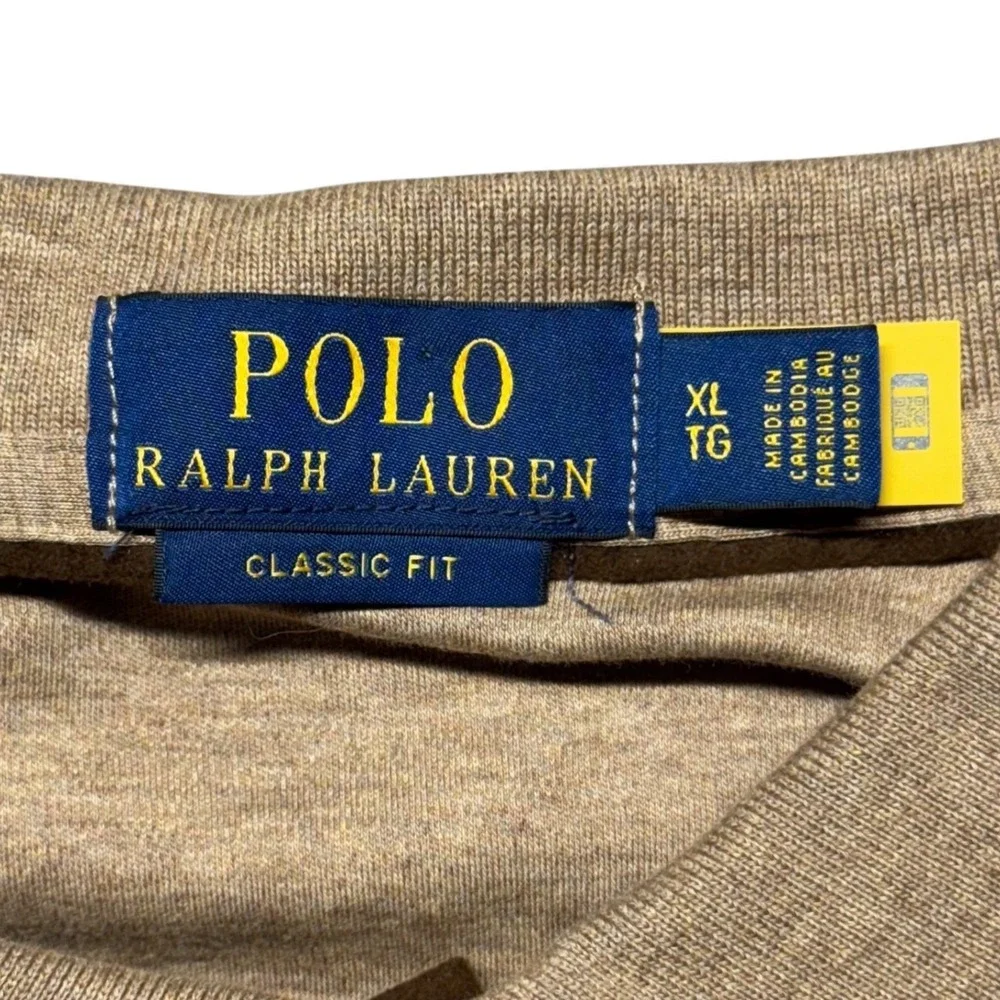 Polo Ralph Lauren Classic Fit Polo‎ Mens XL Tan Long Sleeve Flesh Pony Preppy